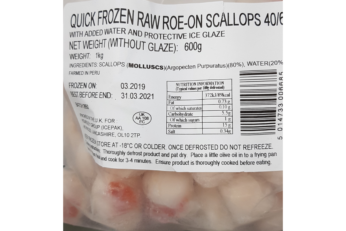 Queen Scallops (roe on) 600g