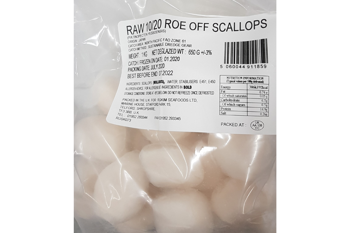 King Scallops ( Roe off) 600g