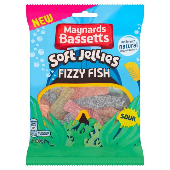 Maynards Soft Jelly Fizzy Fish Sour 160g